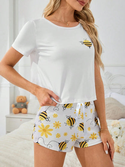 Conjunto de pijama con estampado de abeja