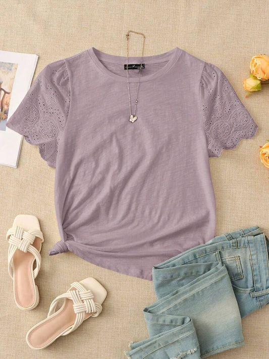 Camiseta manga bordada