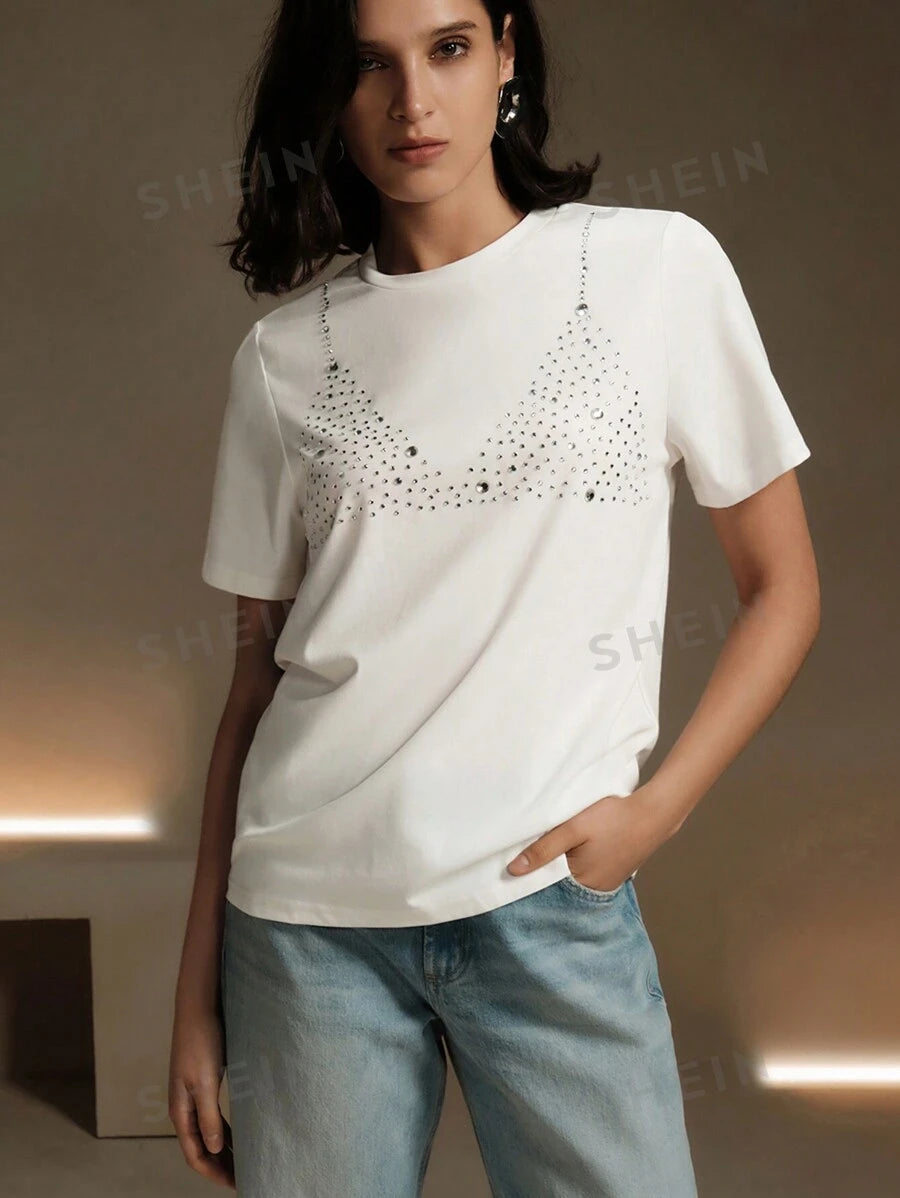 Camiseta casual con brillos