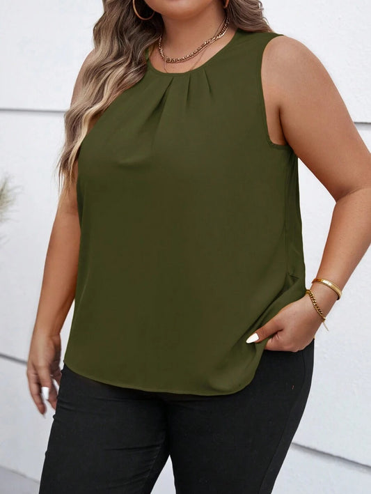 Blusa sin mangas con cuello redondo