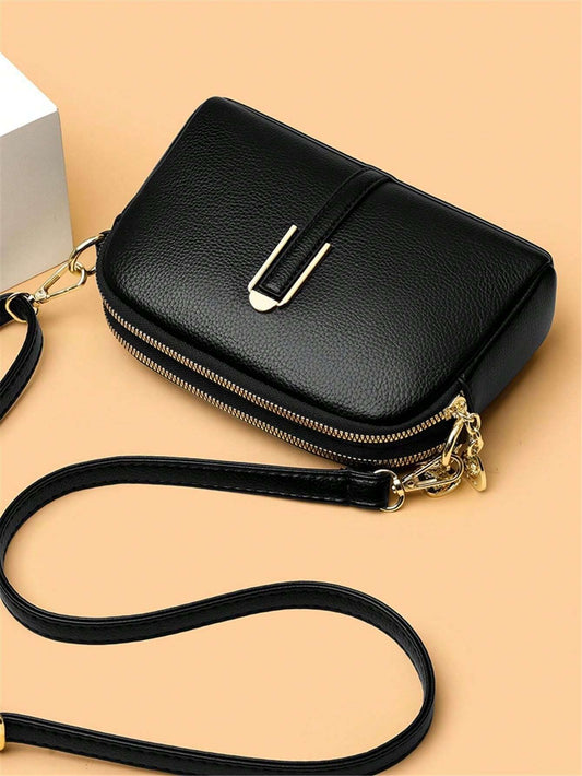 Bolso de hombro con cremallera de 2 capas