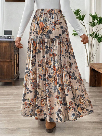 Falda con dobladillo con estampado floral