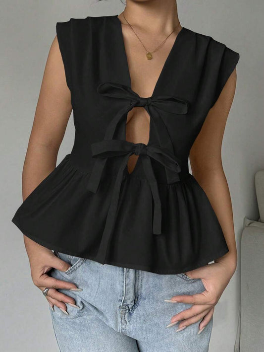 Blusa con lazos delanteros