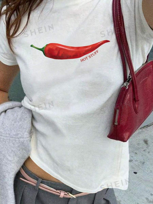 Camiseta con estampado de chili