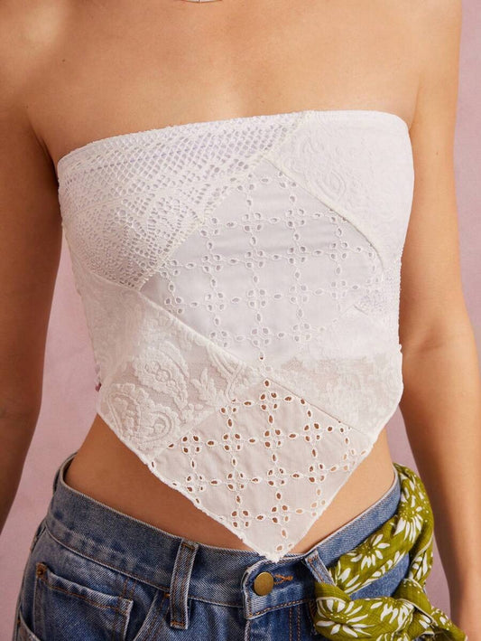 Top de encaje forma triangular