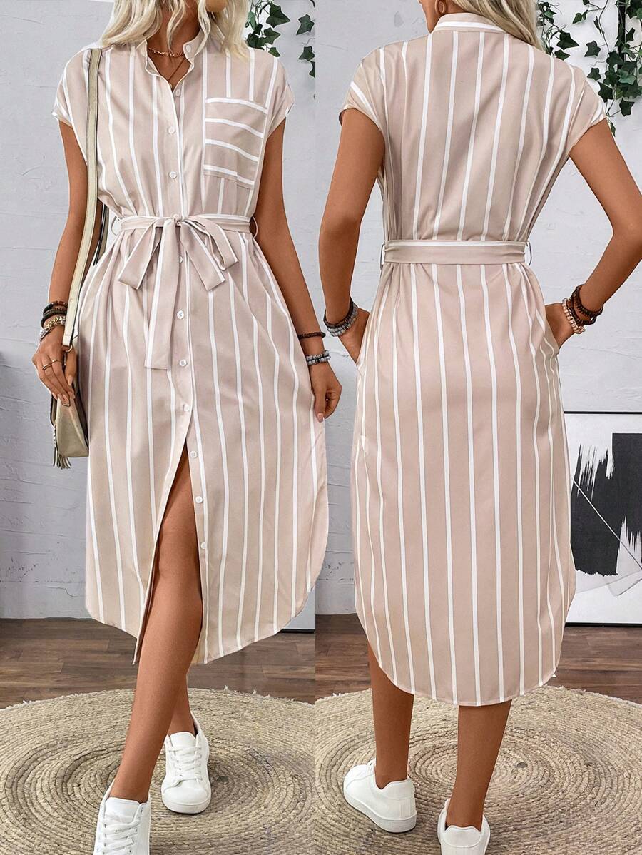 Vestido a rayas con cinturon