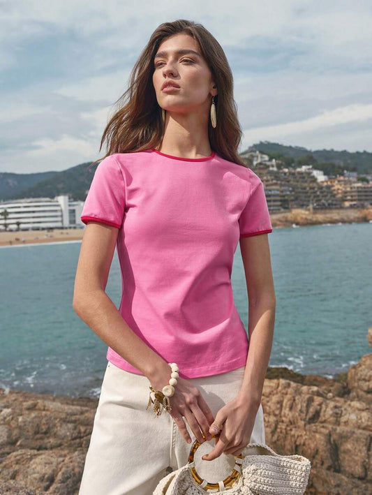 Camiseta cuello redondo casual