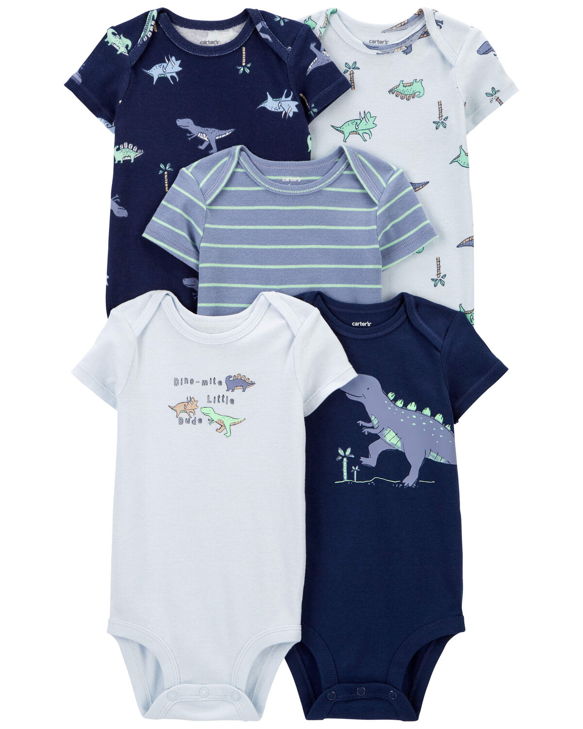 5 Pack Bodys estampado dinosaurios