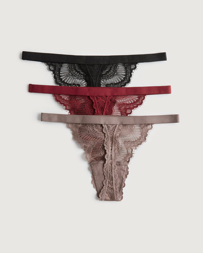 3 Pack Panties tipo hilo de encaje