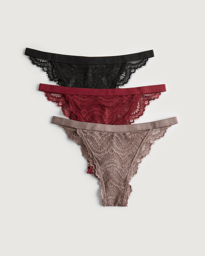 3 Pack Panties tipo bikini de encaje