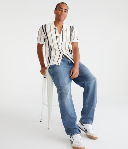 Chemise de suéter con tejido de puntos y rayas verticales