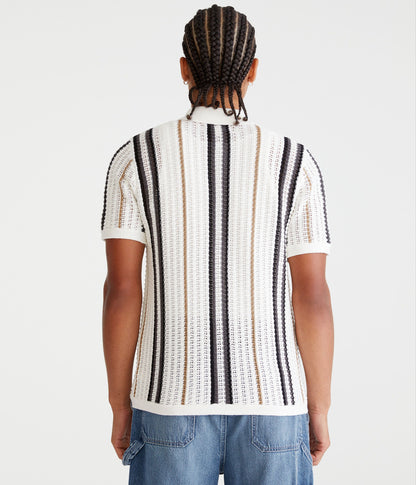 Chemise de suéter con tejido de puntos y rayas verticales