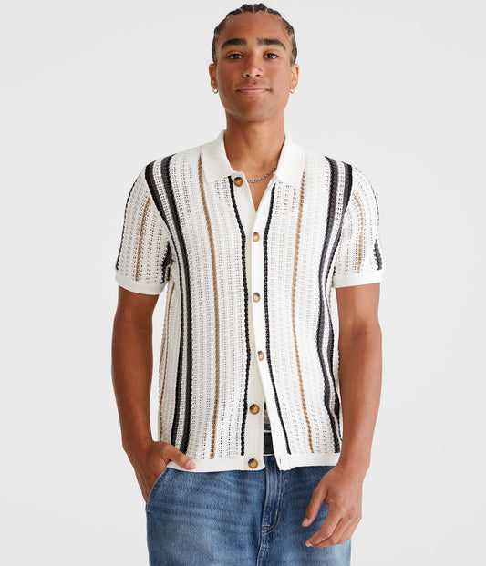 Chemise de suéter con tejido de puntos y rayas verticales