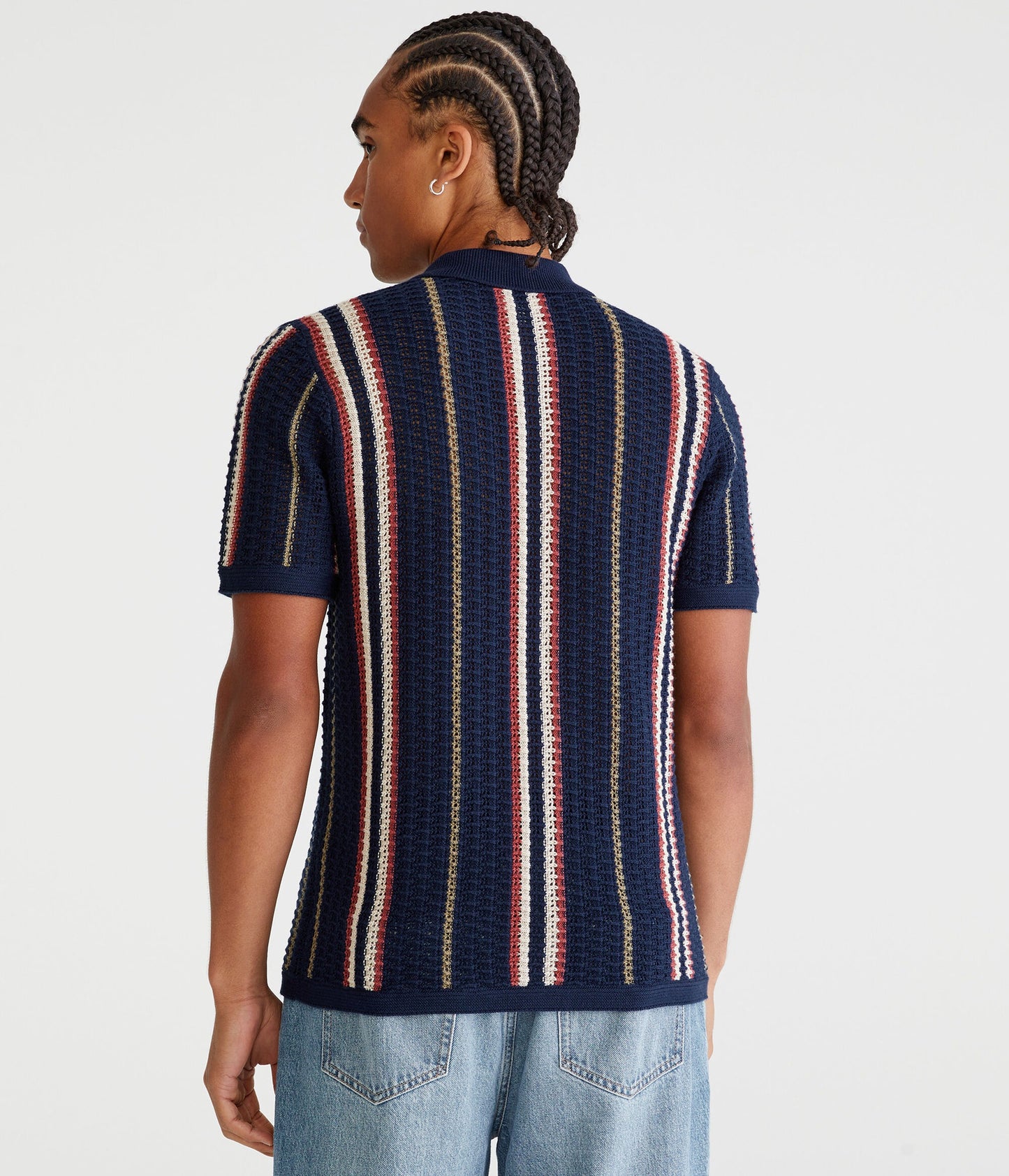 Chemise de suéter con tejido de puntos y rayas verticales