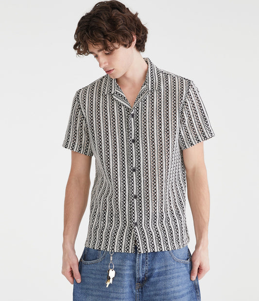 Camisa manga corta texturizada con rayas