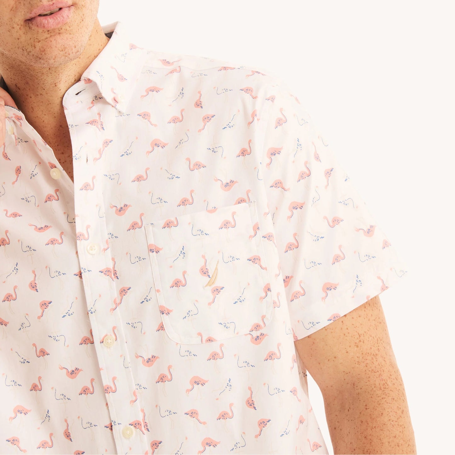 Camisa manga corta oxford con estampado