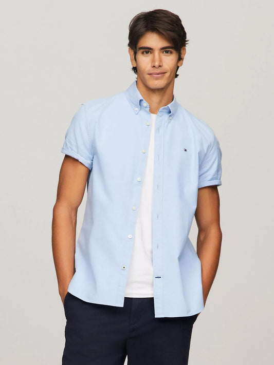 Camisa manga corta unicolor Oxford