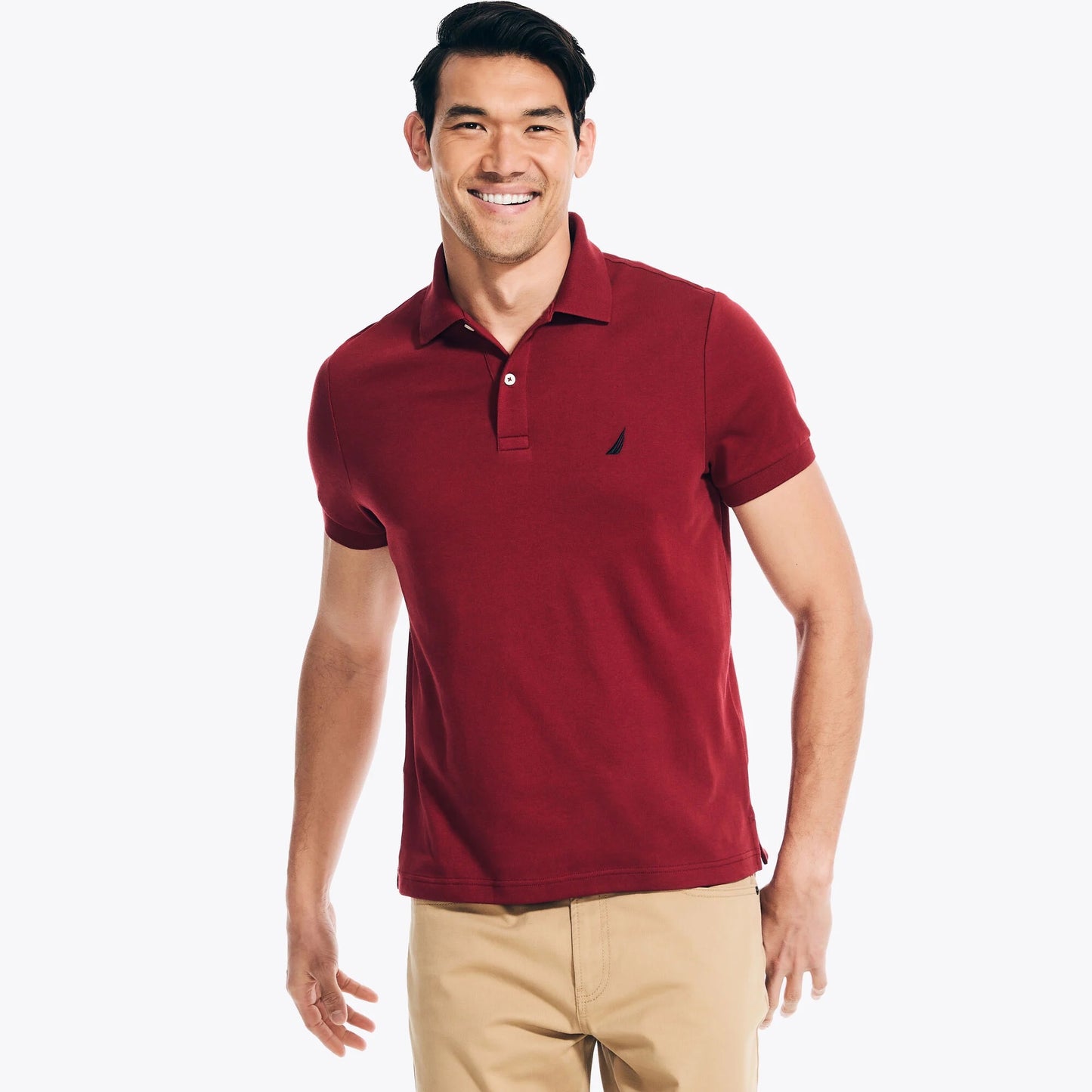 Chemise de algodón ajustada unicolor con logo