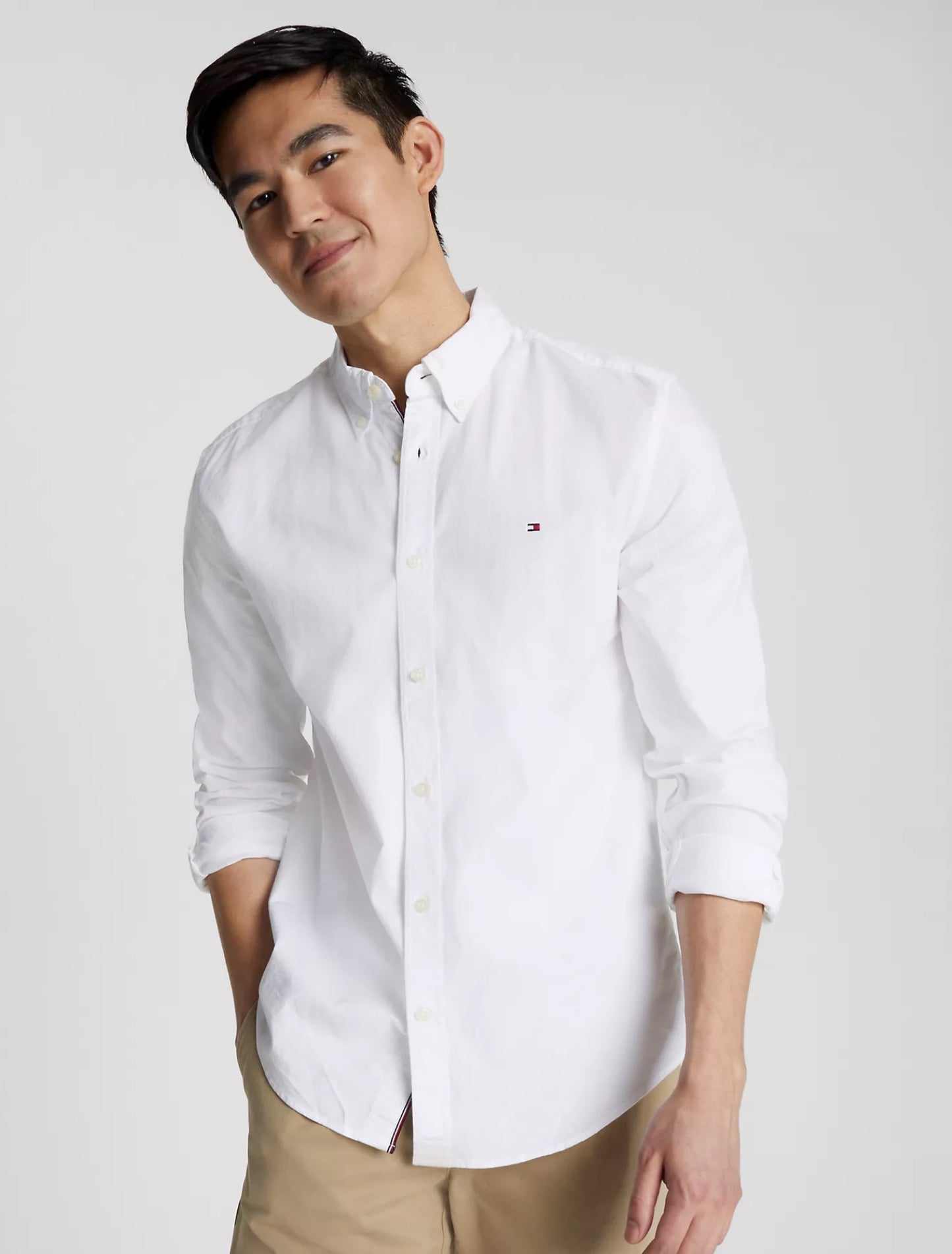 Camisa manga larga unicolor Oxford