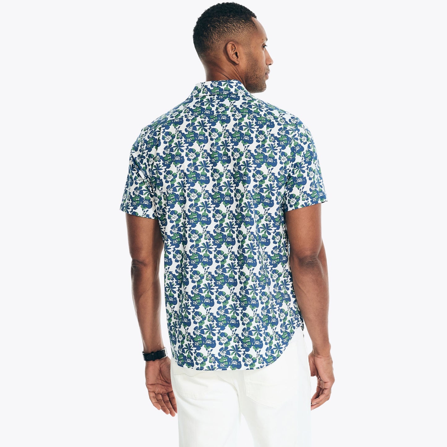 Camisa poplin con estampado tropical