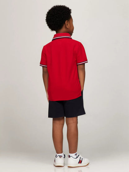 Chemise unicolor con cuello ribeteado para niño