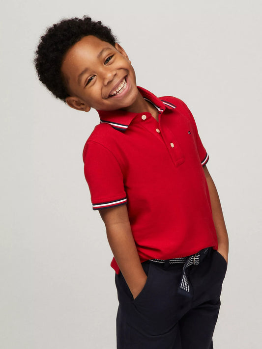Chemise unicolor con cuello ribeteado para niño