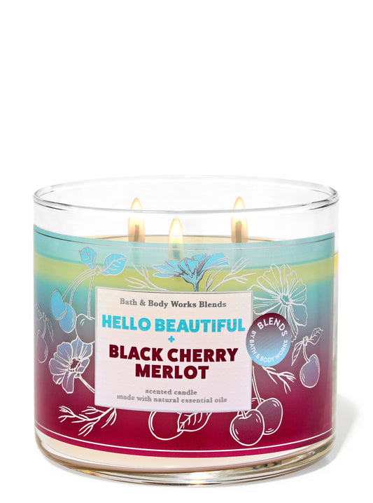 Vela 3 mechas Hello Beautiful & Black Cherry Merlot