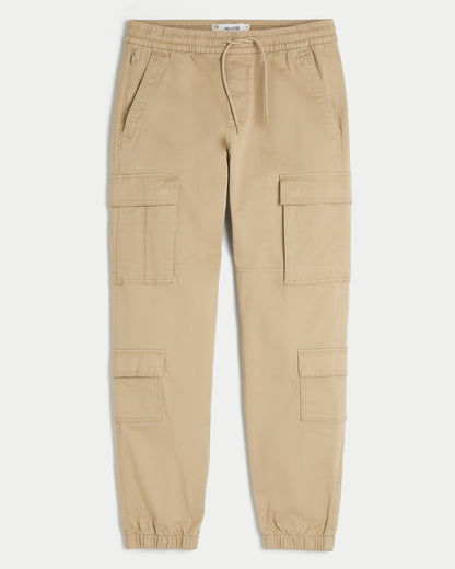 Pantalón cargo tipo jogger holgado de sarga