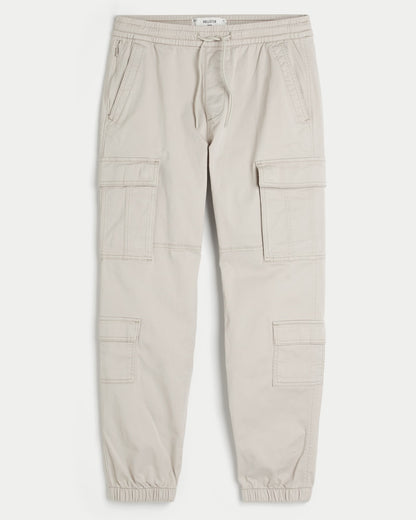 Pantalón cargo tipo jogger holgado de sarga