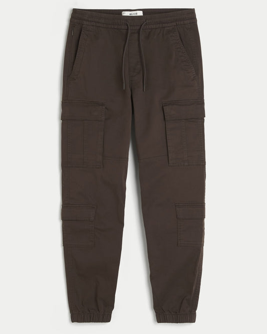 Pantalón cargo tipo jogger holgado de sarga