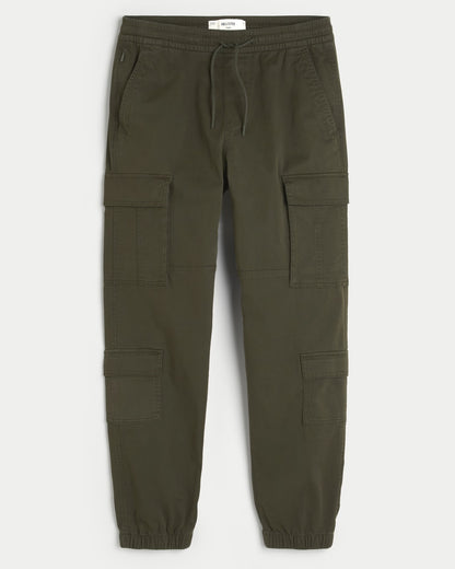 Pantalón cargo tipo jogger holgado de sarga