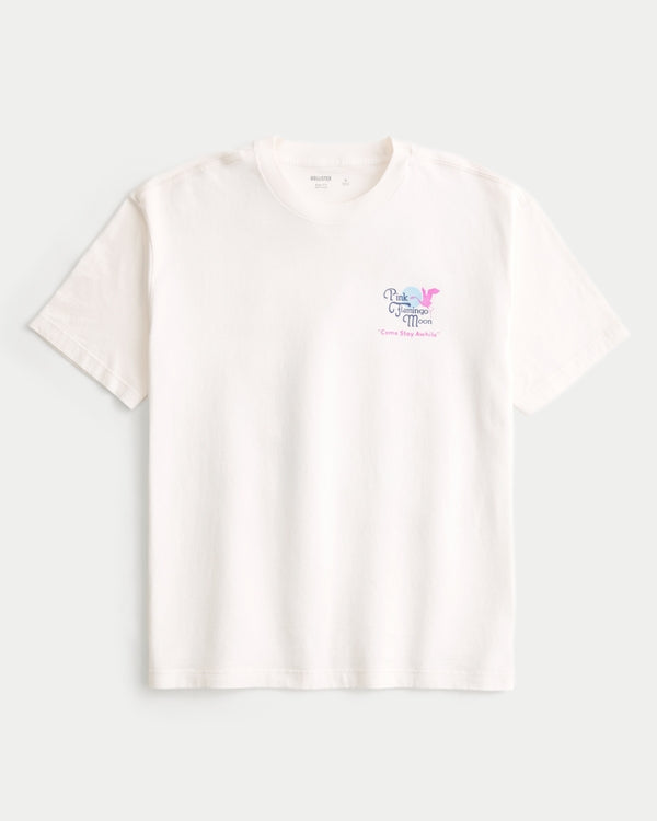 Franela cuello redondo holgada con estampado