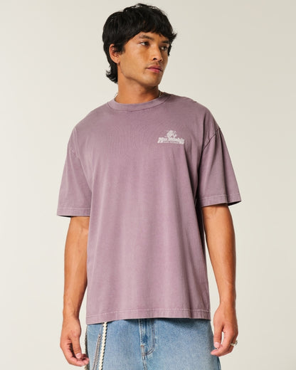 Franela cuello redondo holgada con estampado