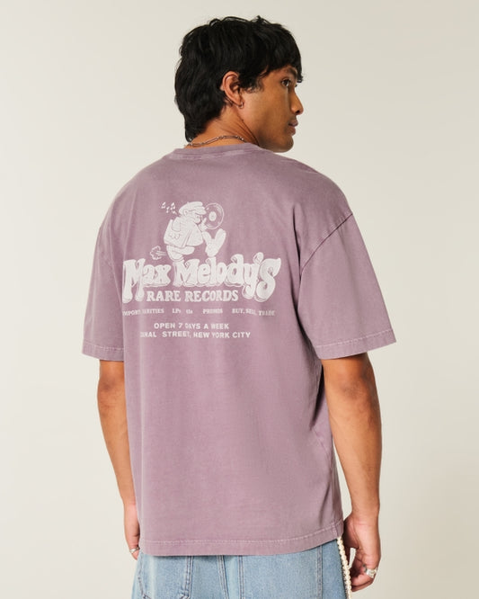 Franela cuello redondo holgada con estampado