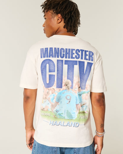 Franela cuello redondo holgada con estampado "Manchester City"