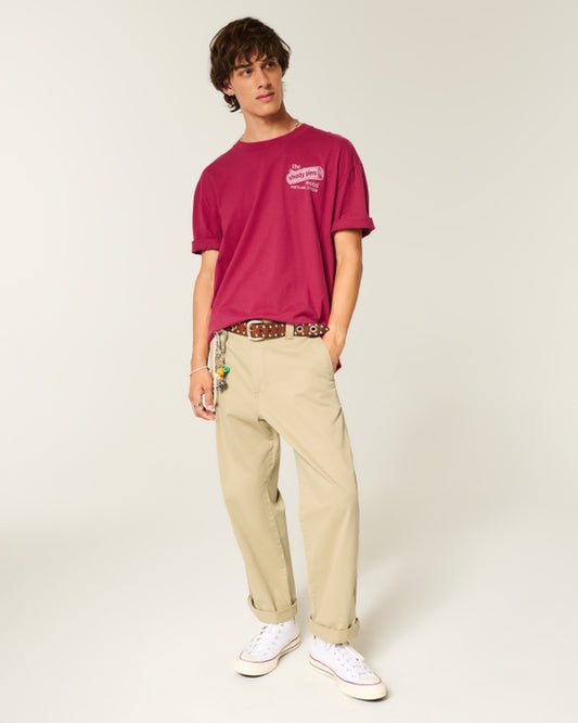 Franela cuello redondo holgada con estampado