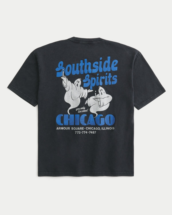 Franela cuello redondo holgada con estampado