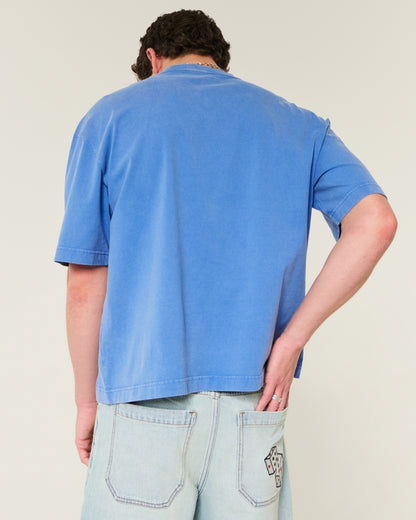 Franela holgada de cuello redondo corta con efecto lavado