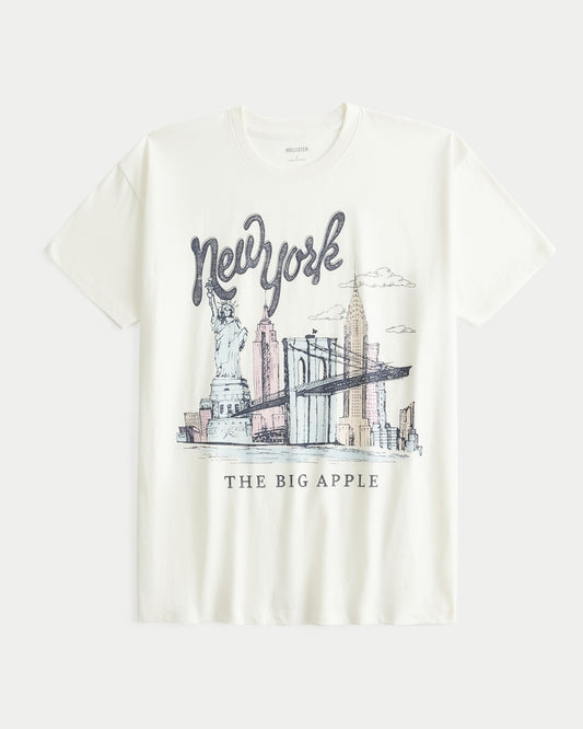 Franela cuello redondo oversize con estampado