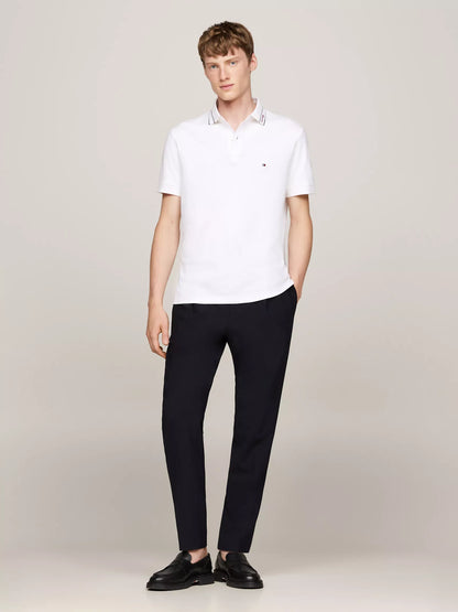 Chemise de algodón con logo en cuello ribeteado