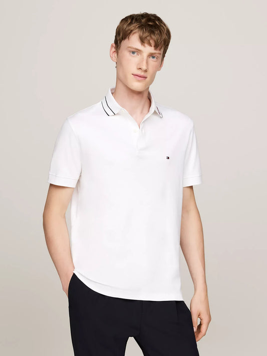 Chemise de algodón con logo en cuello ribeteado