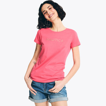 Franela cuello redondo con logo estampado