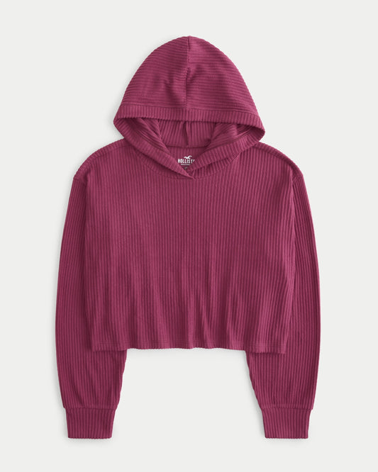 Sudadera con capucha y tejido canalé