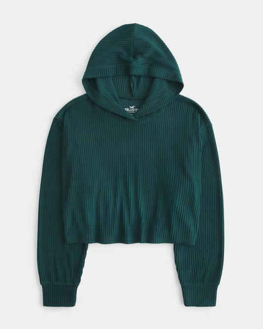 Sudadera con capucha y tejido canalé