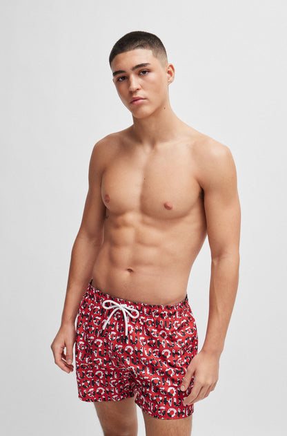 Traje de baño con estampado de logo 5" secado rápido