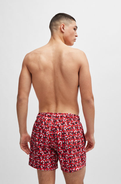 Traje de baño con estampado de logo 5" secado rápido