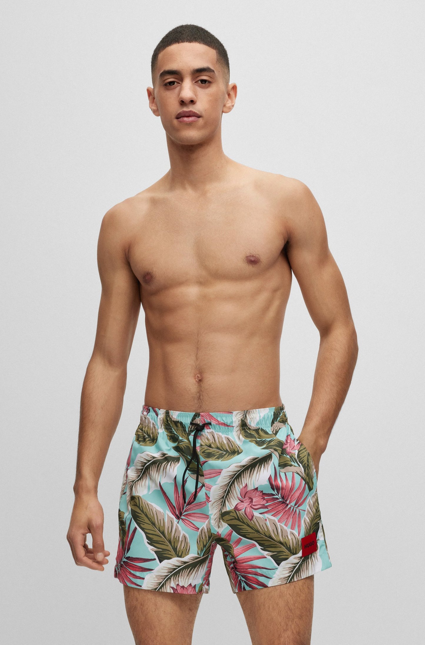 Traje de baño con estampado de palmas 5" secado rápido