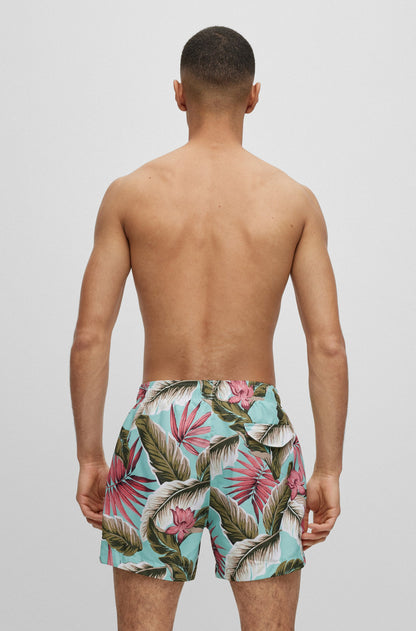 Traje de baño con estampado de palmas 5" secado rápido