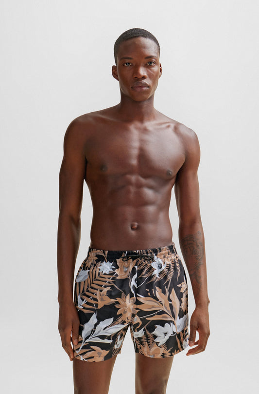 Traje de baño con estampado de palmas 5" secado rápido