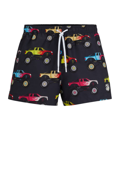 Traje de baño con estampado de auto 5" secado rápido